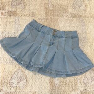 Hot Kiss Light Blue Denim Mini Skirt with Ruffle Hem